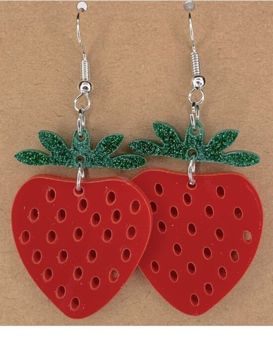 Fashion Jewelry Jewelry - Acrylic Dangle Strawberry Fruit Dangle Earrings Fashion Jewelry